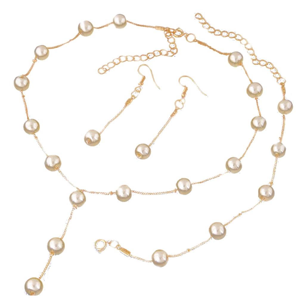 Eenvoudige Vrouwen Collier elicate en Classy Kostuum Sieraden Gunsten Faux Parel Ketting Oorbel Armband Sieraden Set Acces