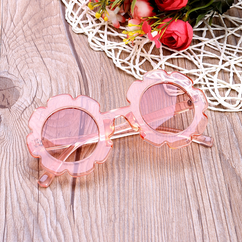 Sød sommer baby børn solbriller plastik stel blomsterbriller briller småbørn børn strand tilbehør småbørn: Gennemsigtig pink 1