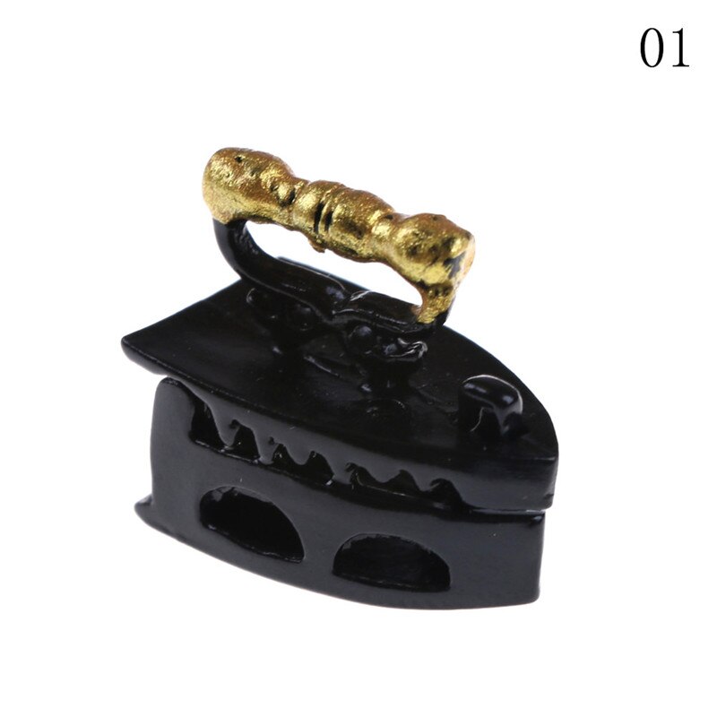 Mini Dollhouse Miniature 1:12 Toy Vintage Metal Black Iron Clothes Tool Urniture Toys Accessories