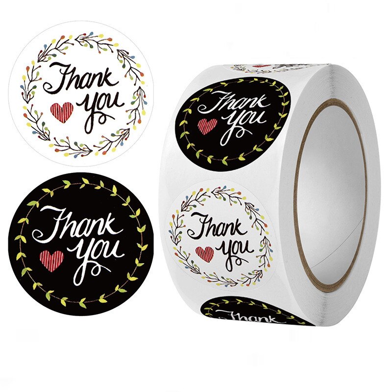 500pcs Thank You Sticker Envelope Sealing Labels Flower Sticker Stationery Supply Decoration for Birthday Wedding Party: C