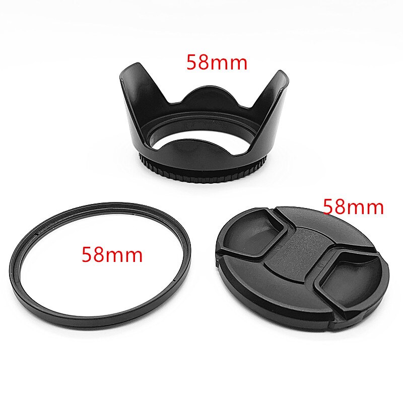 Filtro UV de tapa de lente de 58mm para Canon, EOS, 18-55mm, F3.5-5.6, 55-250mm, F4-5.6 ,400d, 450d, 550D, 600D, 1000D, Kiss, X2, X3, X4, X5