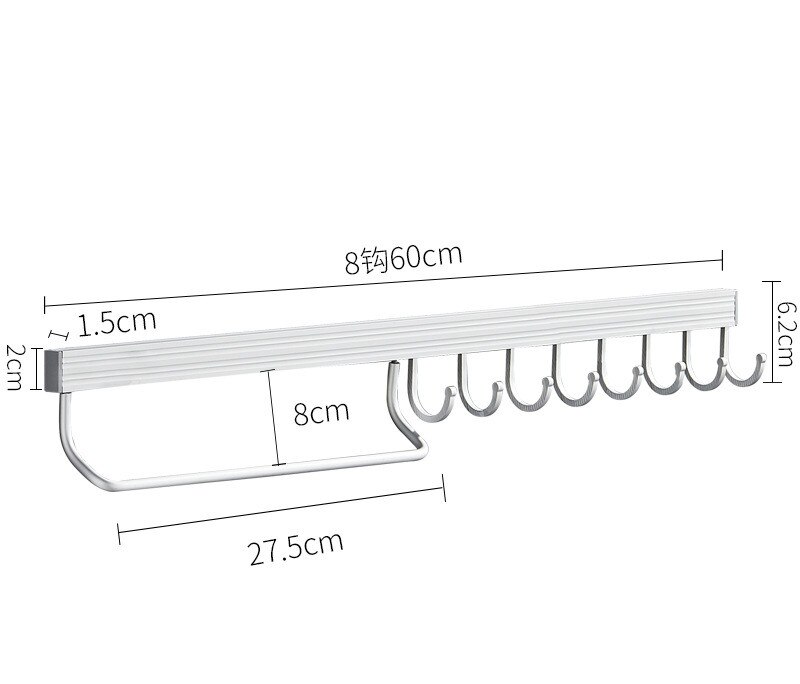 Punch-free kitchen racks kitchen and bathroom accessories space aluminum knife rack hook kitchen pot rack wf4231625: B 60CM