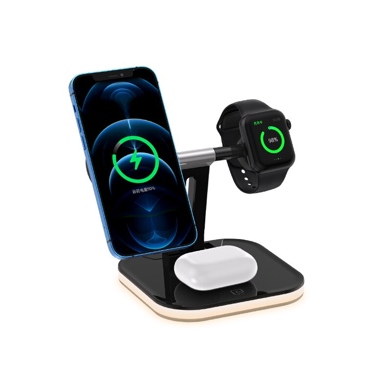 Qi magnetisches 3 in wireless-ladegerät für iphone 12 pro max 2 1 15w induktions-schnellladestationen für iwatch und airpods