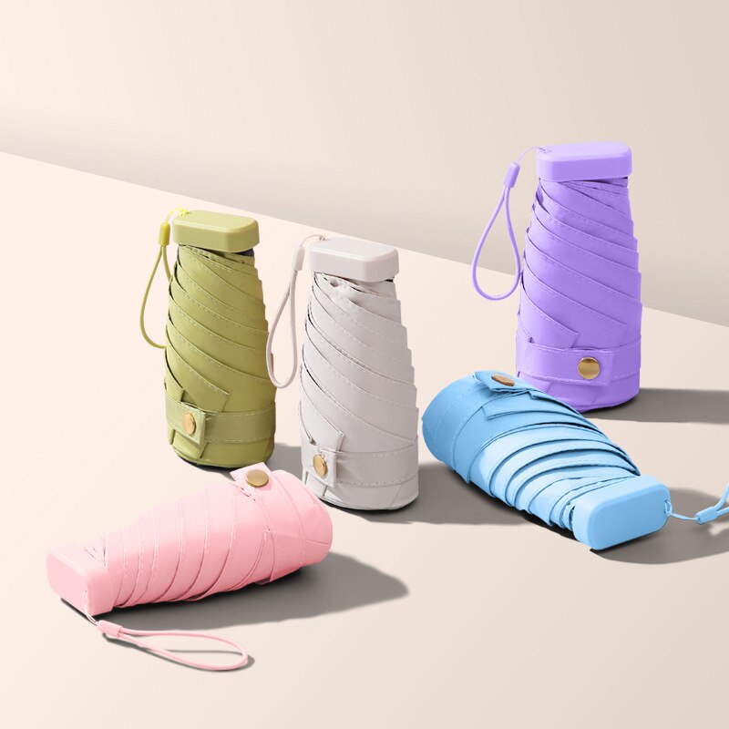 Mini parapluie de voyage Portable avec Protection UV, parasol de poche, à Six plis, coupe-vent, ultraléger