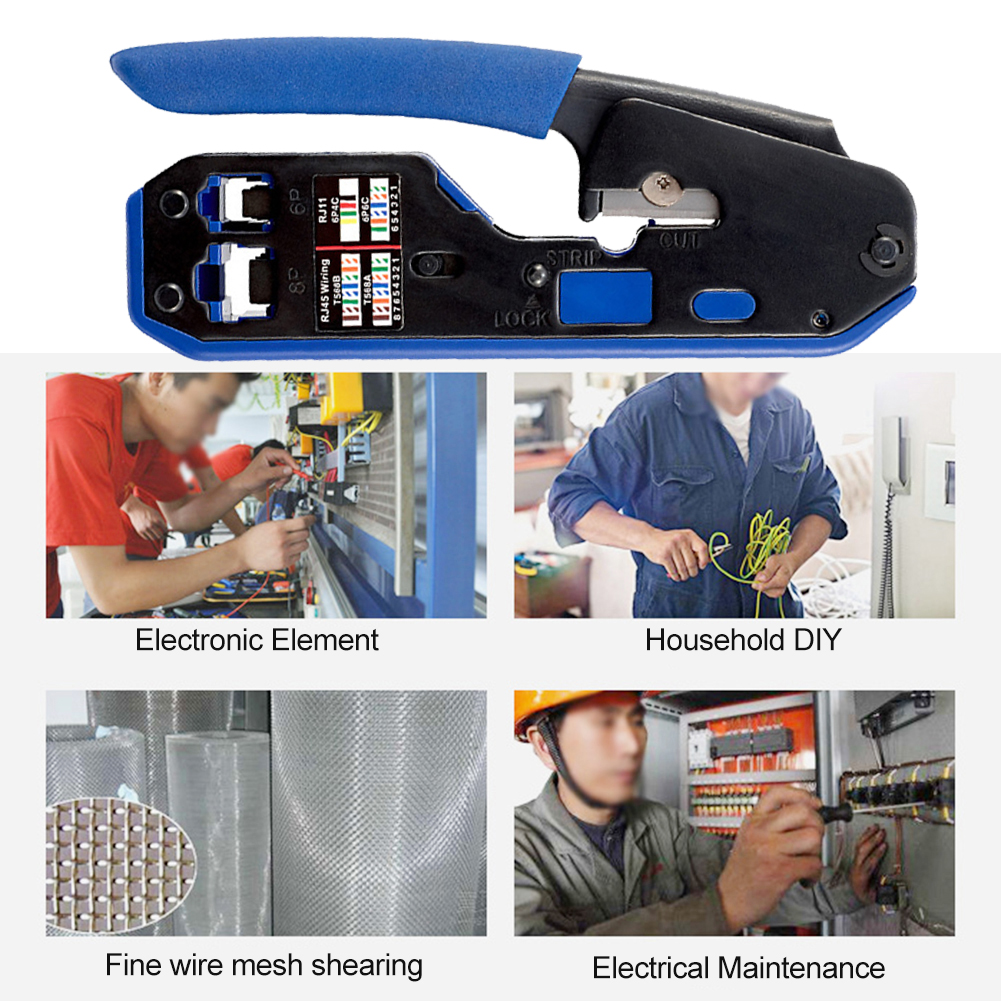 Multifunctionele Krimptang Elektrische Kabel Strip Clip Crystal Head Klemmen Netwerk Draad Squeeze Snijgereedschap