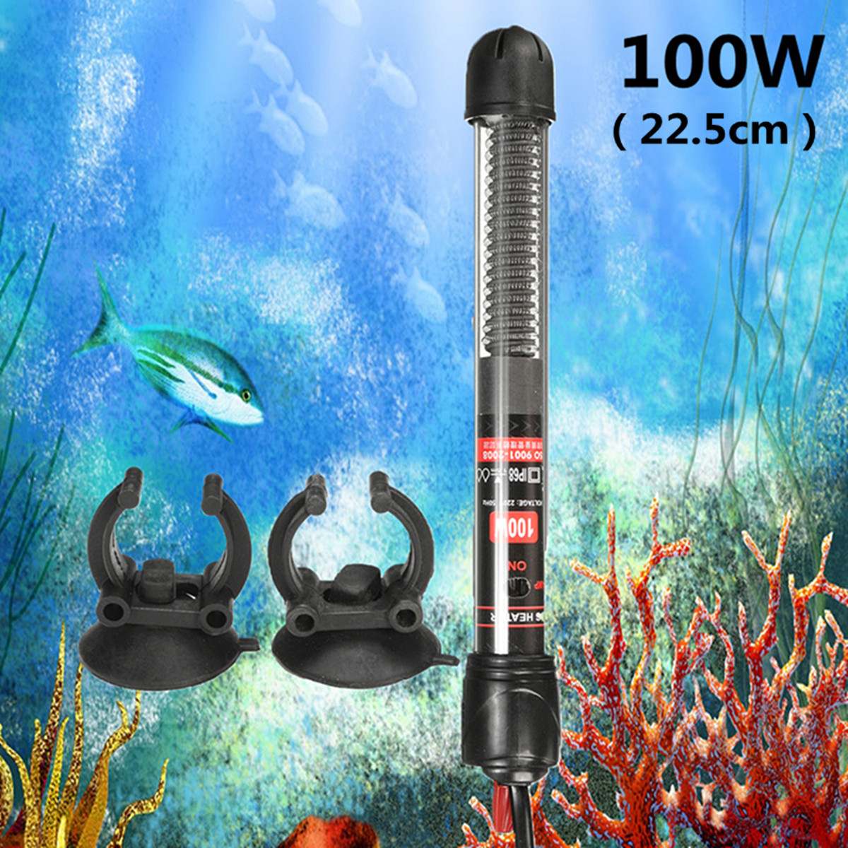 300w/200w/100w/50w/25w Aquarium Heater Fish Tank Submersible Heating Rod Constant Temperature Heater US Plug with Adapter: 100W