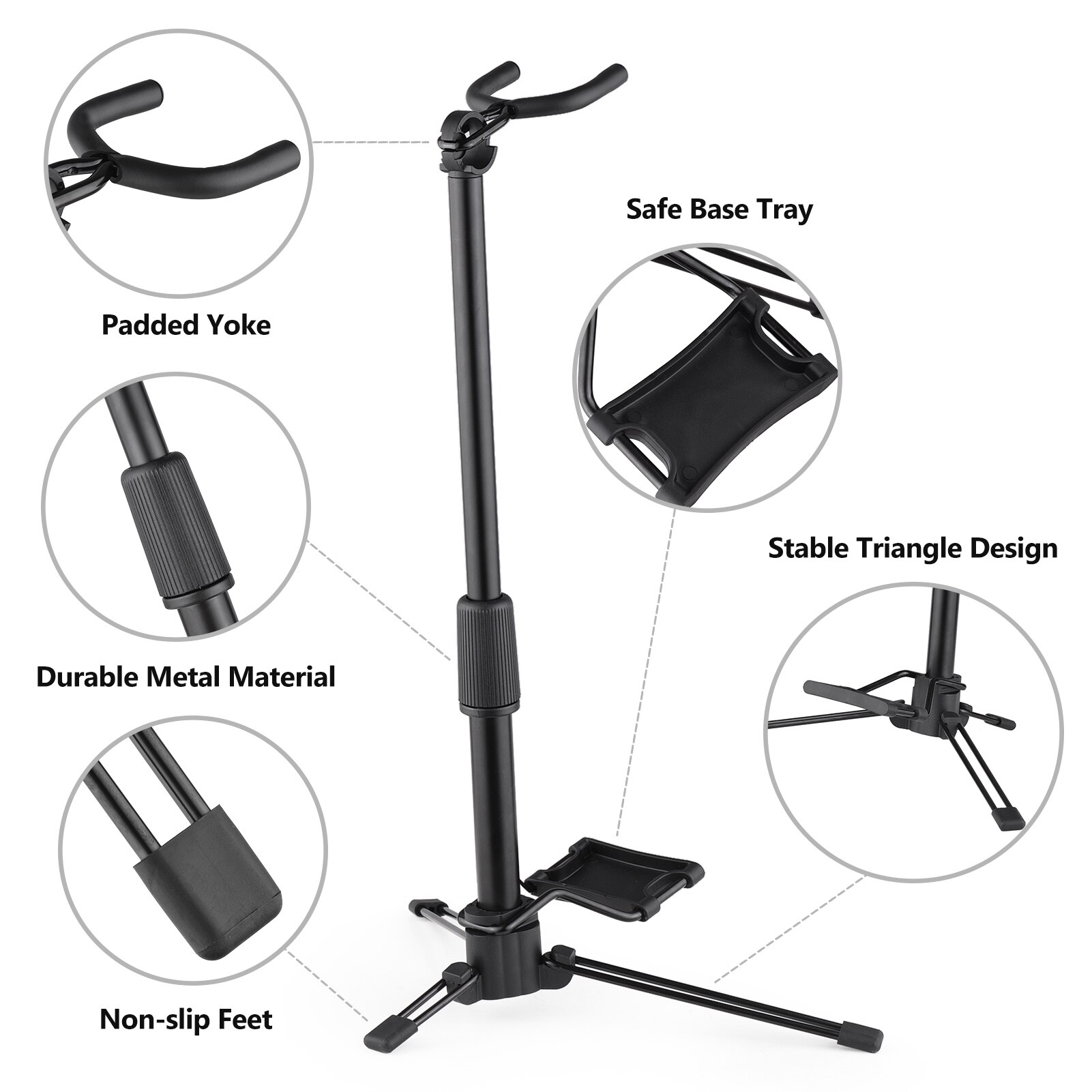 Muslady Foldable Digital Wind Instrument Stand Adjustable Metal Aerophone Holder Musical Instrument Stand