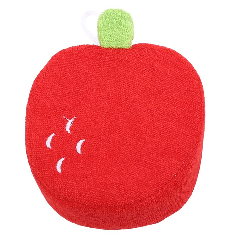 Søde børn spædbarn brusebad produkt gnidning håndklæde bolde frugt baby bad børste tegneserie blød baby bad svamp pulver pust: Rødt æble