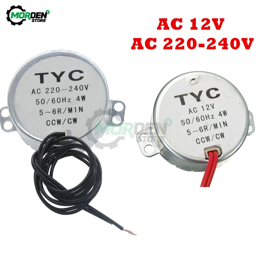 AC 220V 240V/AC 12V Synchronous Motor 5-6RPM Robust Torque 4W CCW/CW TYC-50 50/60Hz Permanent Magnet Synchronous Motor