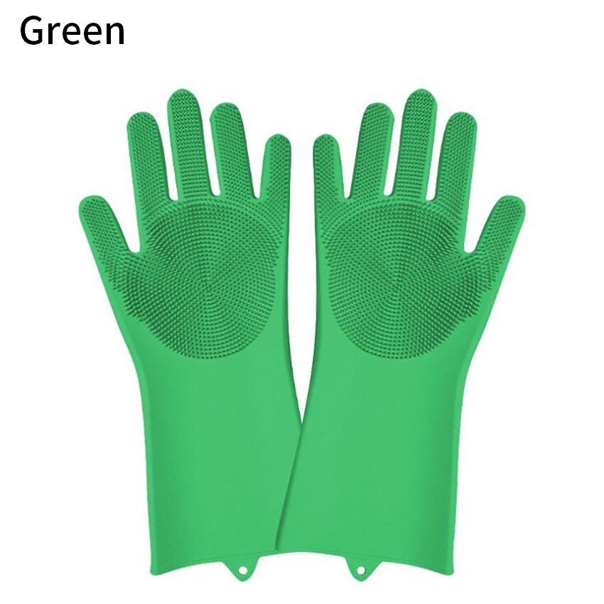 Guantes de lavado de platos, estropajo de cocina de silicona, guantes de limpieza para platos, suministros de Herramientas de limpieza del hogar,: Green