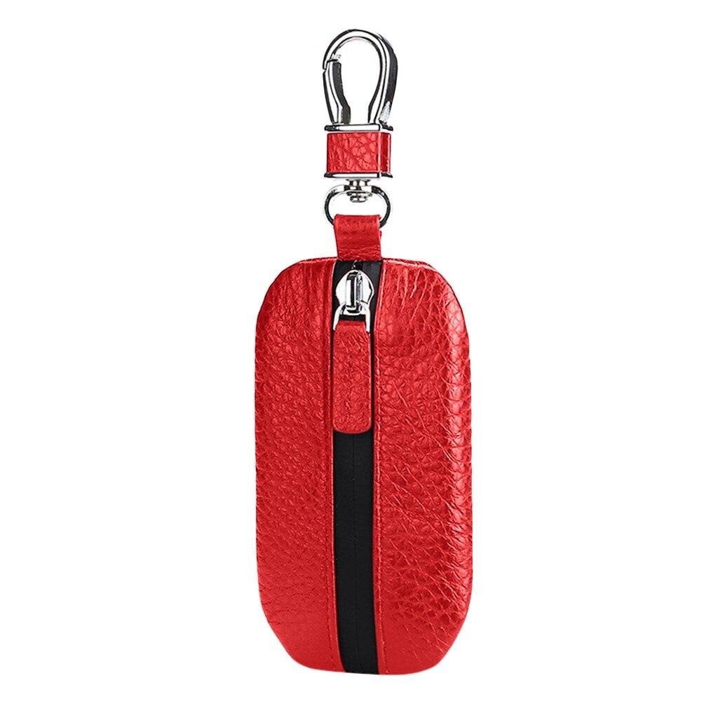 2020 titular chave de parede para chaves fivela couro lichia zíper à prova dwaterproof água carro universal conjunto chave durável confortável carteiras: Vermelho