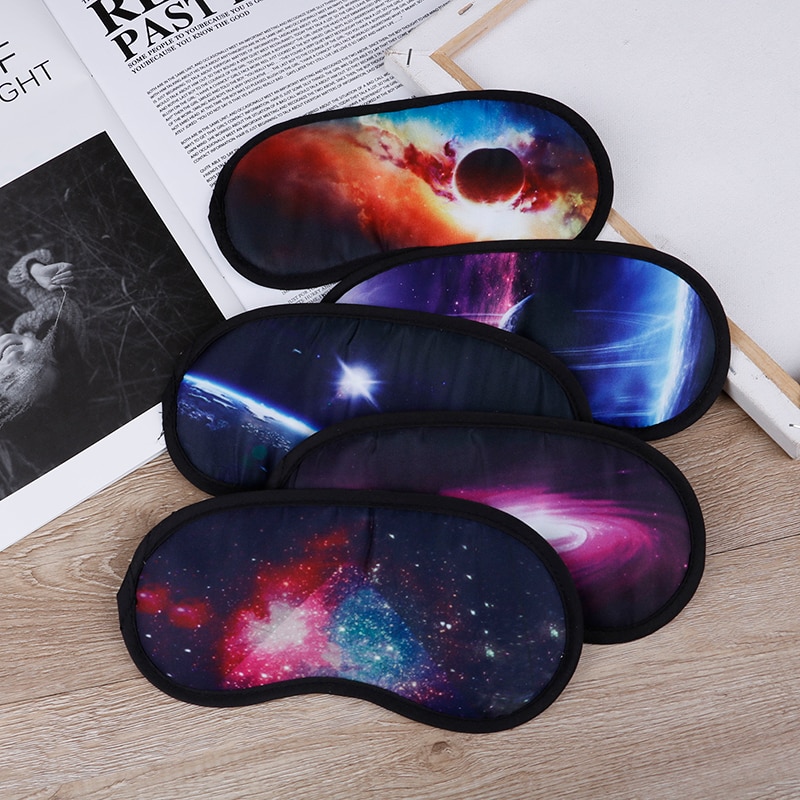 Funny Eyepatch Sleep Mask Travel Relax Eye Band Sleeping Aid Kids Blindfold Soft Satin Galaxy Eye Cover Sleeping Mask
