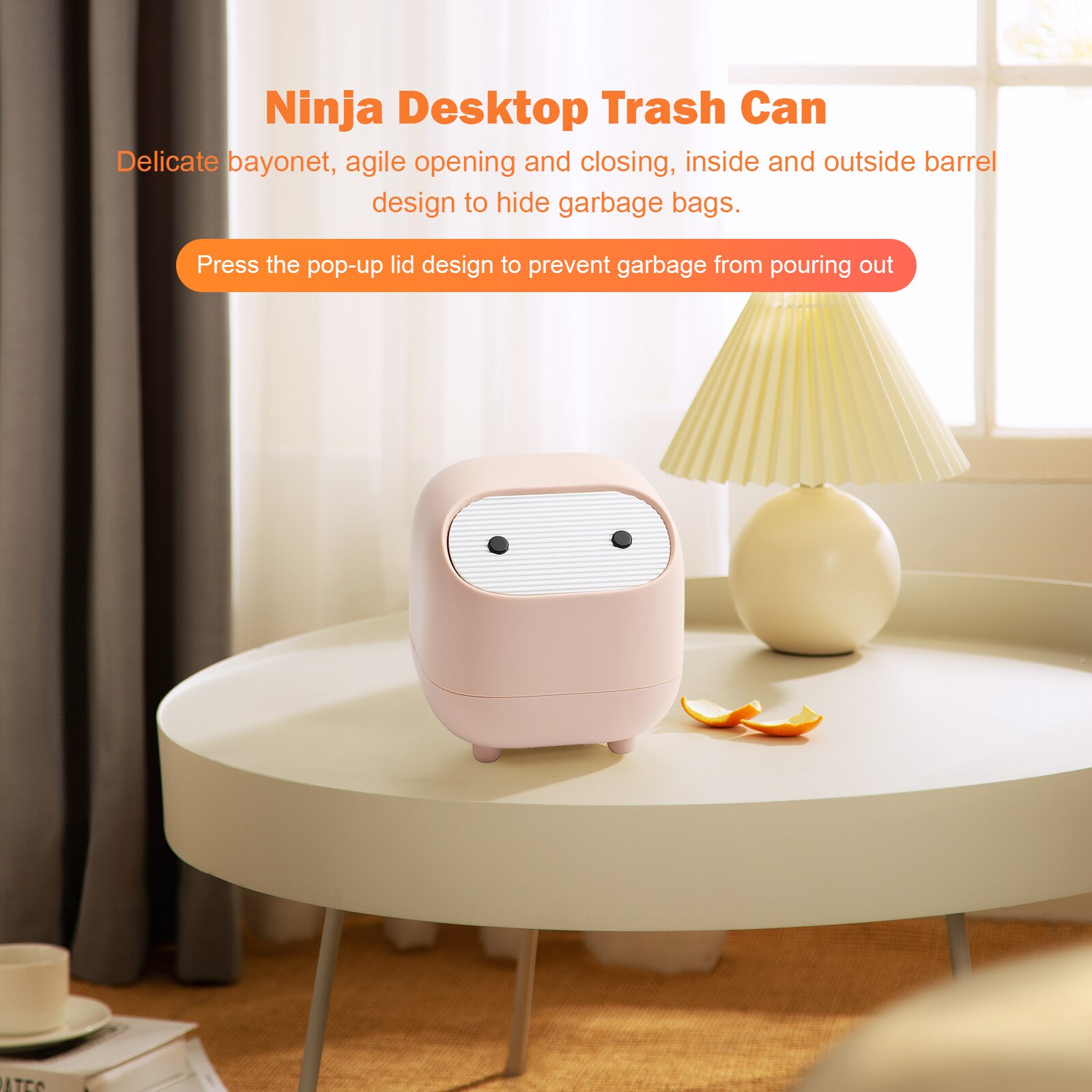 Cartoon Desktop Trash Can Plastic Dumpster Small Beautiful Trash Can Mini Waste Bins Office Kitchen Supplies