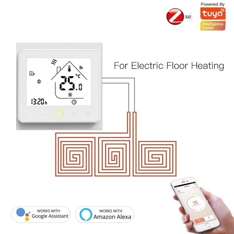ZigBee Thermostat intelligent eau/chauffage électrique par le sol eau/chaudière à gaz Modules d'automatisation du régulateur de température Programmable