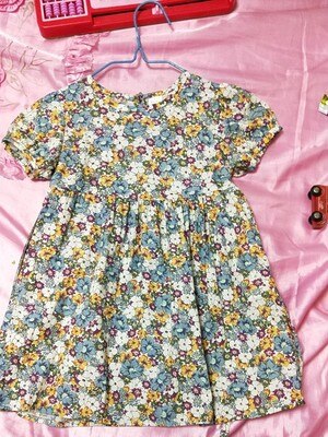Baby Meisje Jurk Zomer Korte Mouw Kinderen Kleding Prinses Kinderen Jurken Voor Meisjes Casual Wear Jurk Peuters Bloemen: 3T