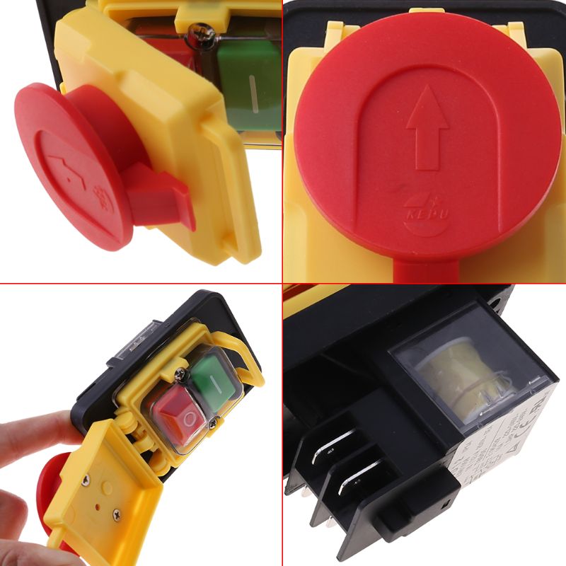 KJD12 250V 4Pin Waterproof Magnetic Start Stop No Volt Release Pushbutton Switch