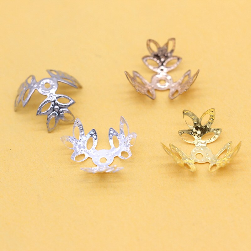 100P 16Mm Filigraan Bloem Metalen Kralen Spacer Kralen Kralen Cap End Caps Voor Parel Kralen Armband Ketting Sieraden maken Bevindingen