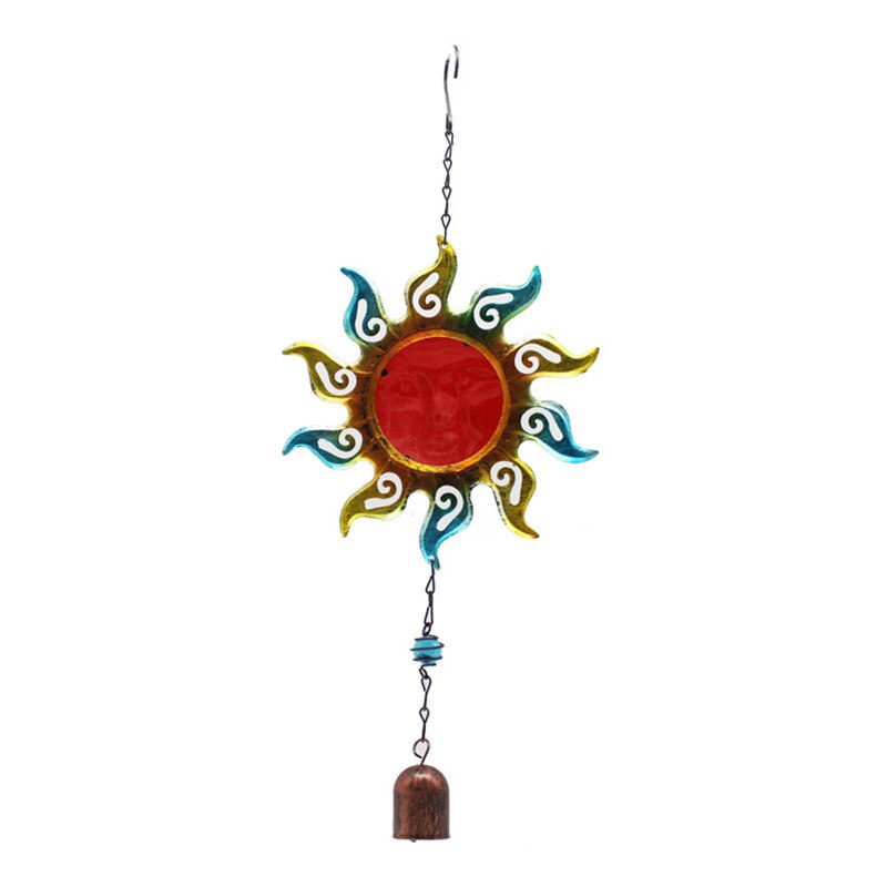 1pc sol vindspel smidesjärn glas eldklot ornament trädgård balkong hänge vindspel rörklockor heminredning