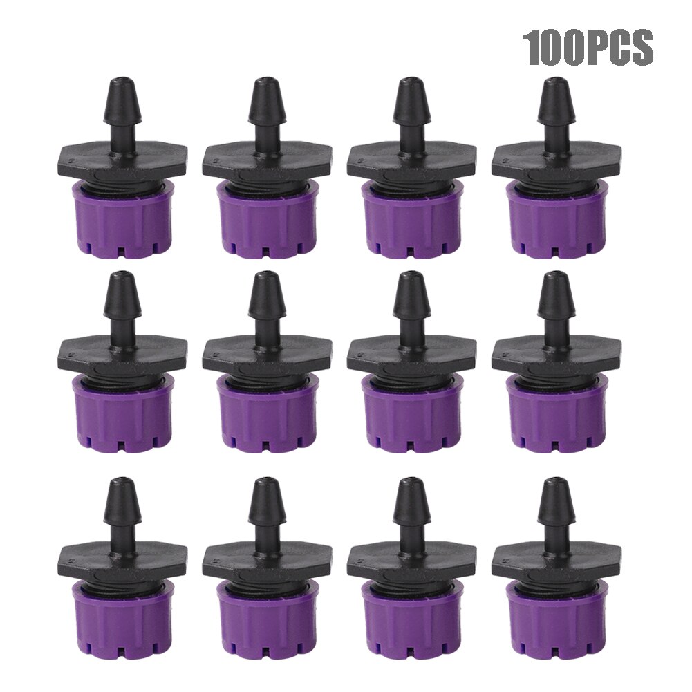 100pcs Micro Flow Dripper Drip Head 1/4 Inch Hose Micro Dripper Garden Irrigation Misting Garden Sprinkler Adjustable Dripper: Purple