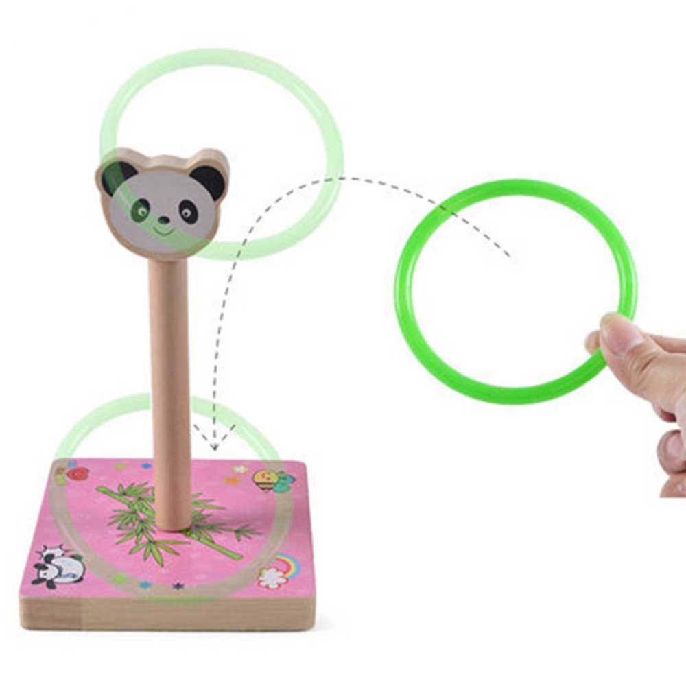 1 impostato di lancio in legno per bambini divertenti a forma di anello lanciare gioco giallo (stile canna)