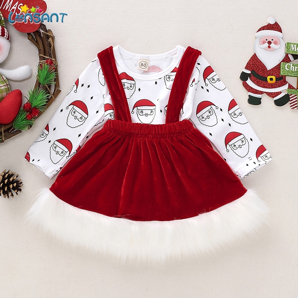 Lonsant Peuter Kid Meisjes Kerst Kleding Set Lange Mouwen Tops + Rokken O Hals Gedrukt Herfst Lente Kid Kostuums N30