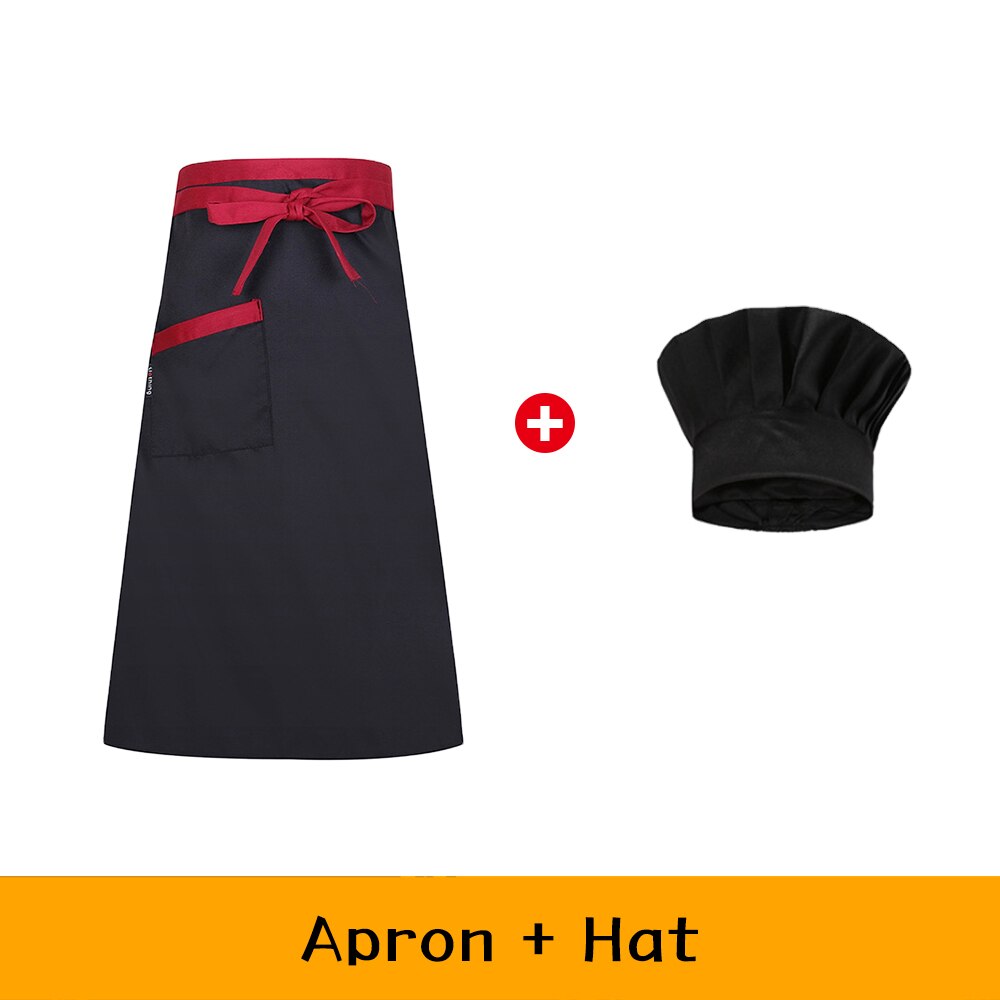 Chef Waiter Apron+hat Set Kitchen Cook Uniform Hotel Restaurant Baking Workwear Men Women Coffee Shop Food Service Overalls: 2