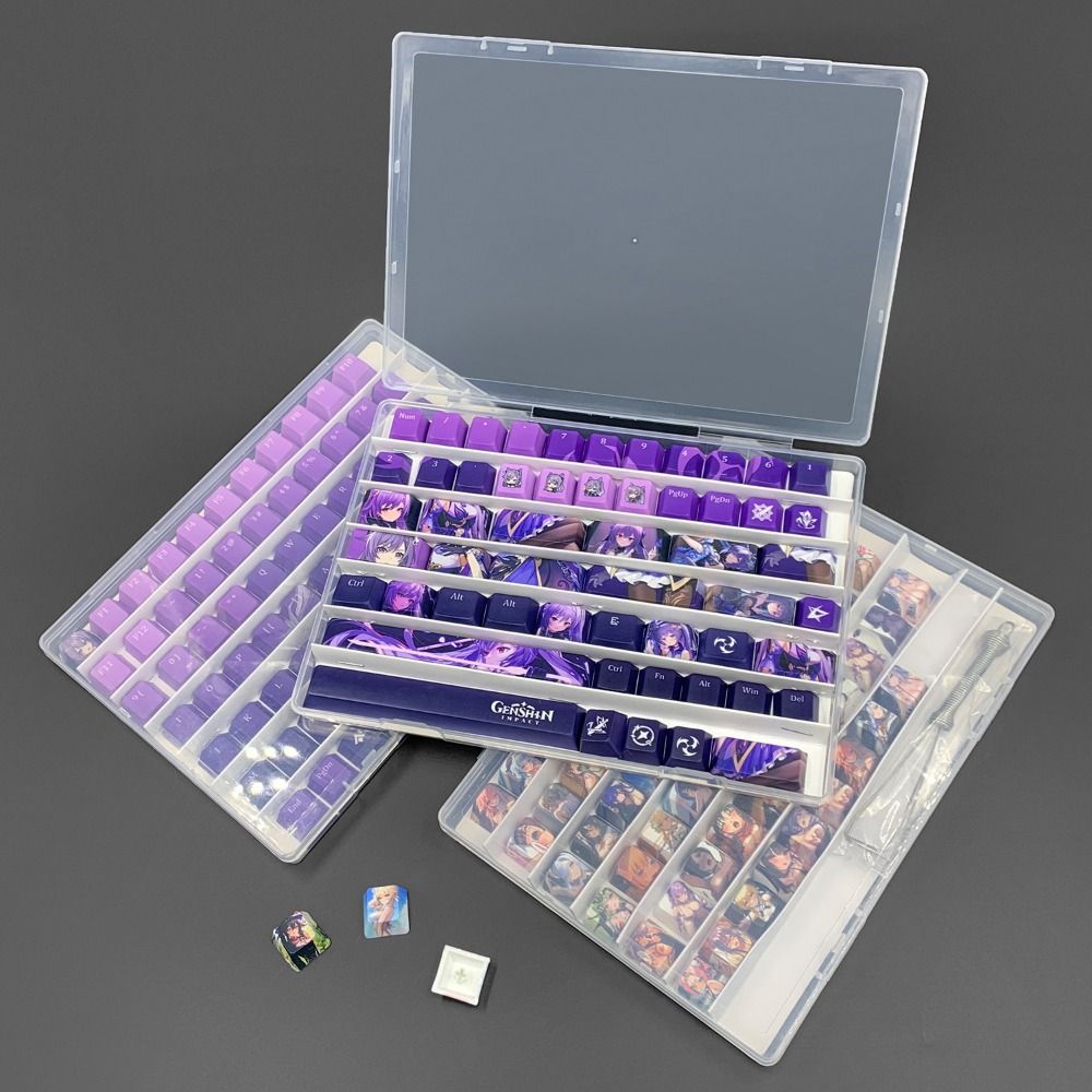 Dustproof PC Keycaps Storage Box 77 1U Keys Waterproof Clear Keycaps Case Stackable Universal Keyboard Keycaps Tray