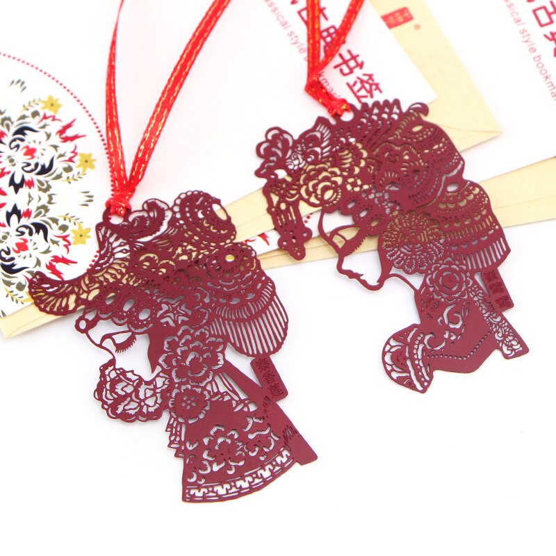 4PCS/LOT Chinese Traditional Classical Style Bookmark Peking Opera Facial Masks Metal Bookmarks Souvenir