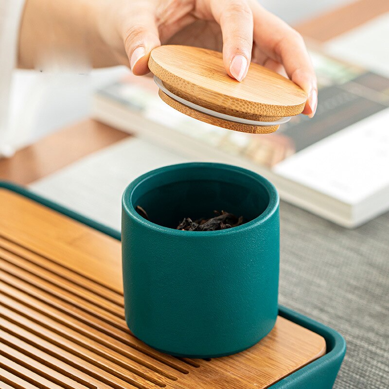 Mini Japanese Sealed Tea Box Ceramic Container Portable Travel Flower Tea Coffee Sugar Storage Jars
