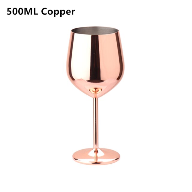 Copa de vino tinto de 500/200ML, vaso de cóctel para Bar, Picnic, Copa chapada en cobre de acero inoxidable, suministros de: 500ML Copper