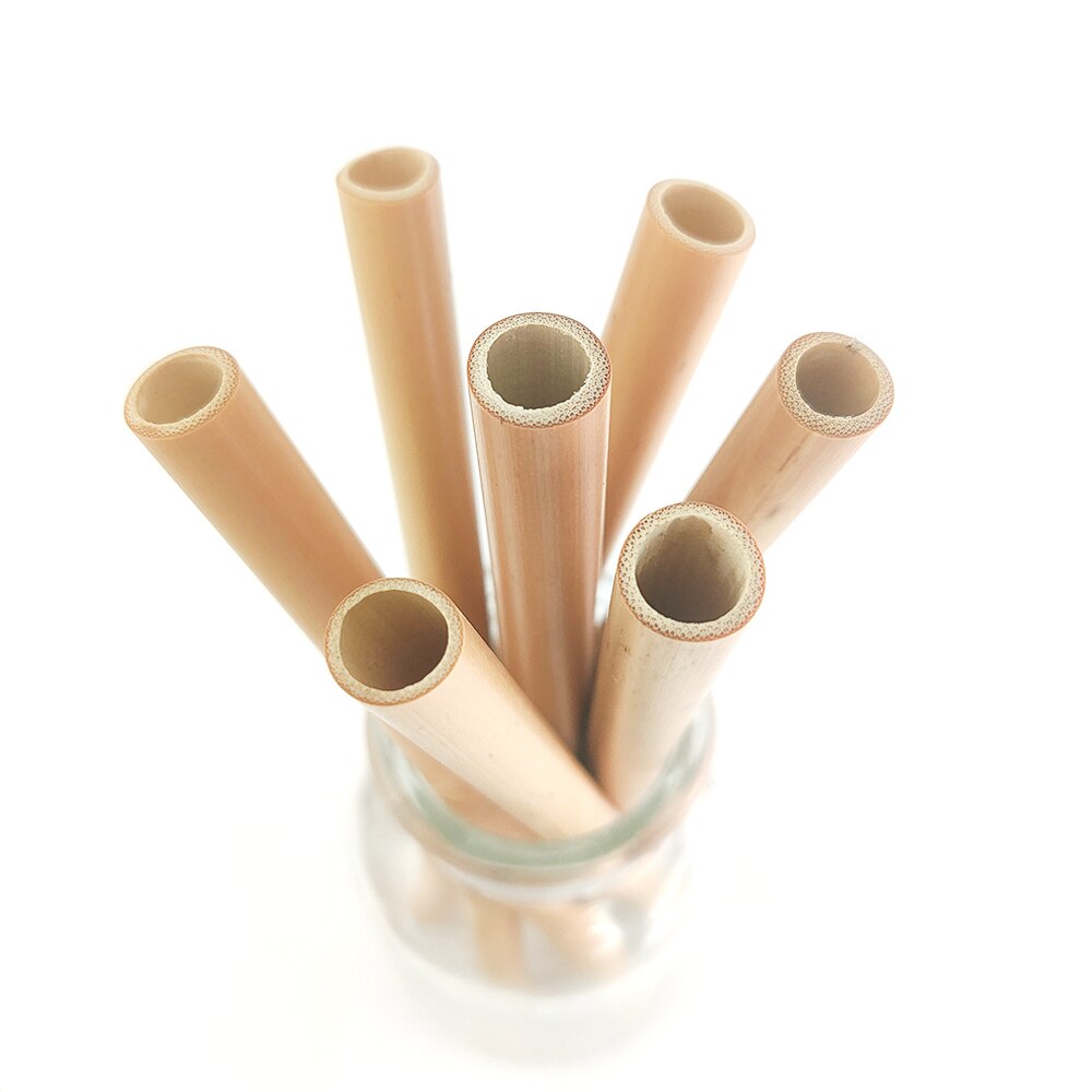 Large 8-12mm Bubble Tea Milkshake Straw Reusable Bamboo Straws Drinking Straws Set Bar Boba Straight Straw Tubes