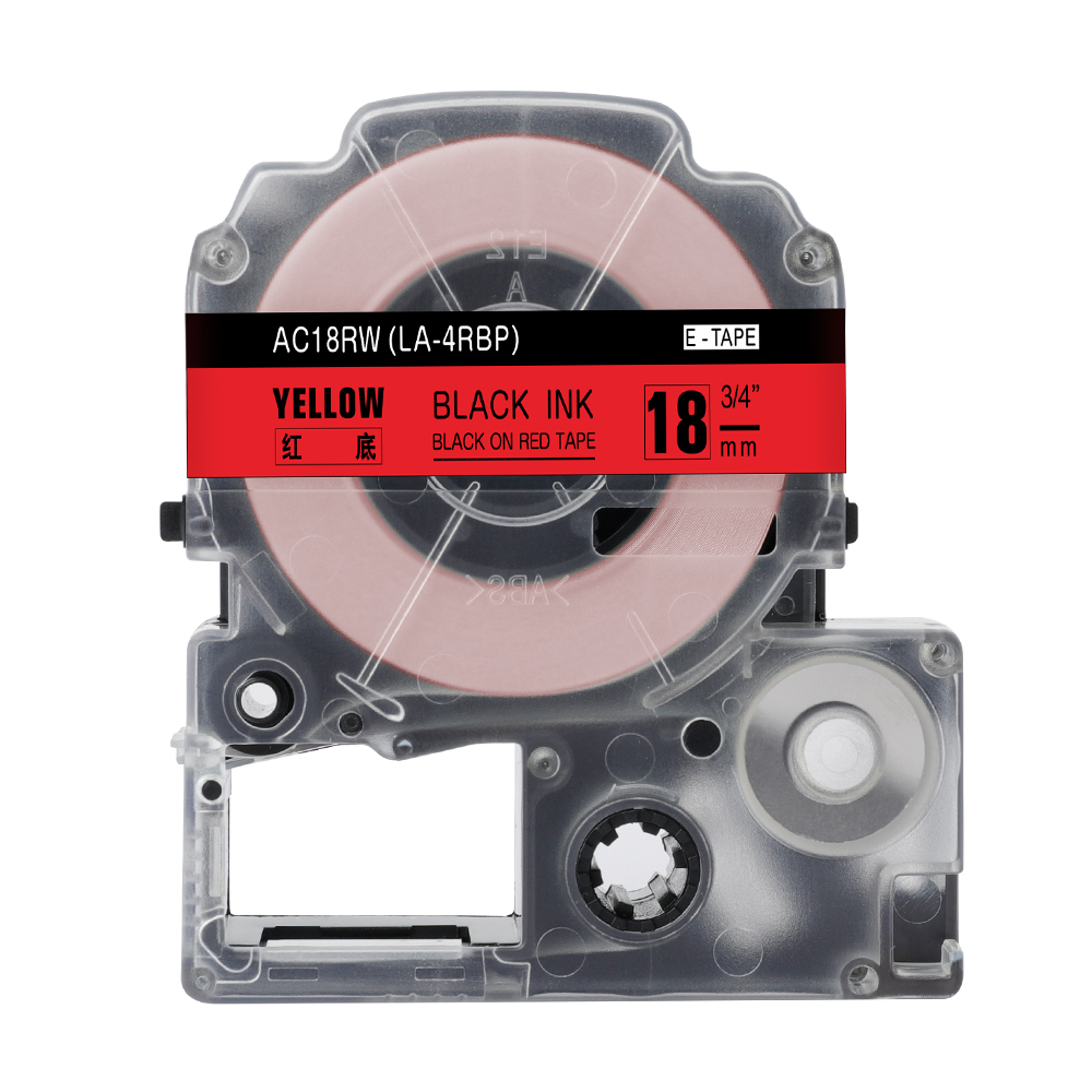 Fimax 1 pakke  ss18kw st18kw lc -5 tbn lc -5 wbn 18mm kompatibel til epson / king jim label maker cartridge label manager til lw -300: Sort på rød
