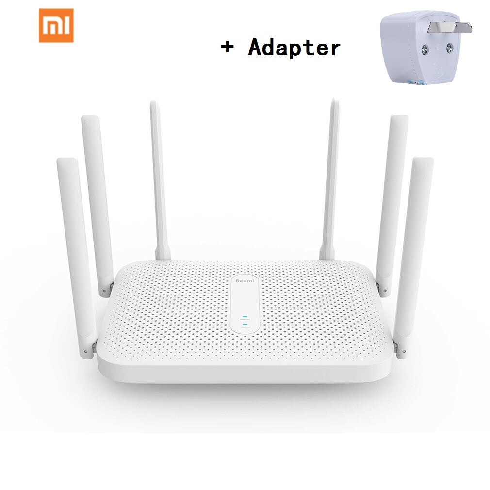 Xiaomi redmi  ac2100 router gigabit 2.4g 5.0 ghz dual-band 2033 mbps trådløs router wifi repeater med 6 high gain antenner bredere: Tilføj au plug adapter