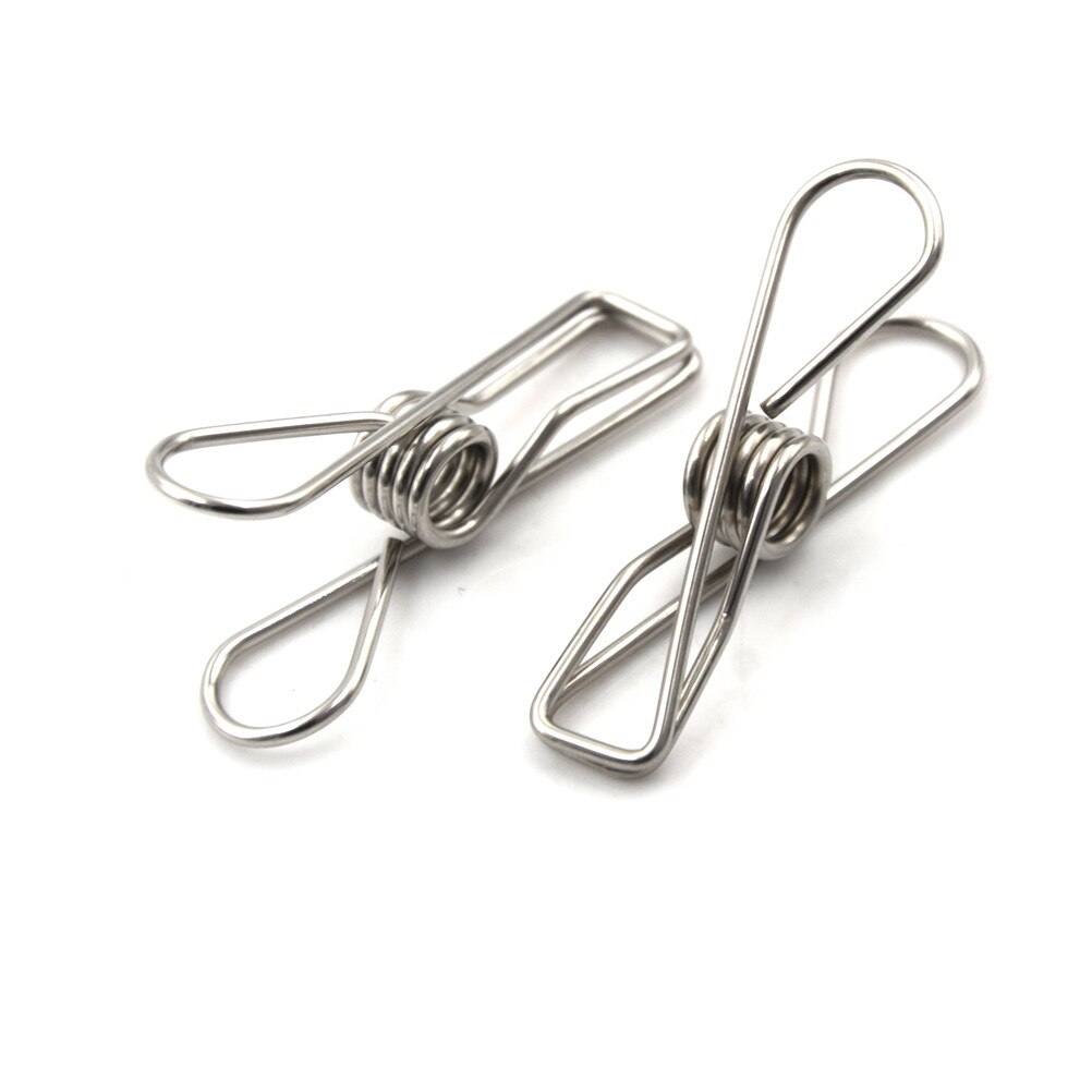 10pcs/lot Stainless Steel Metal Spring Clips Clamps Silver Binder Clips Clothes Hanging Pegs Clips Home School Supply