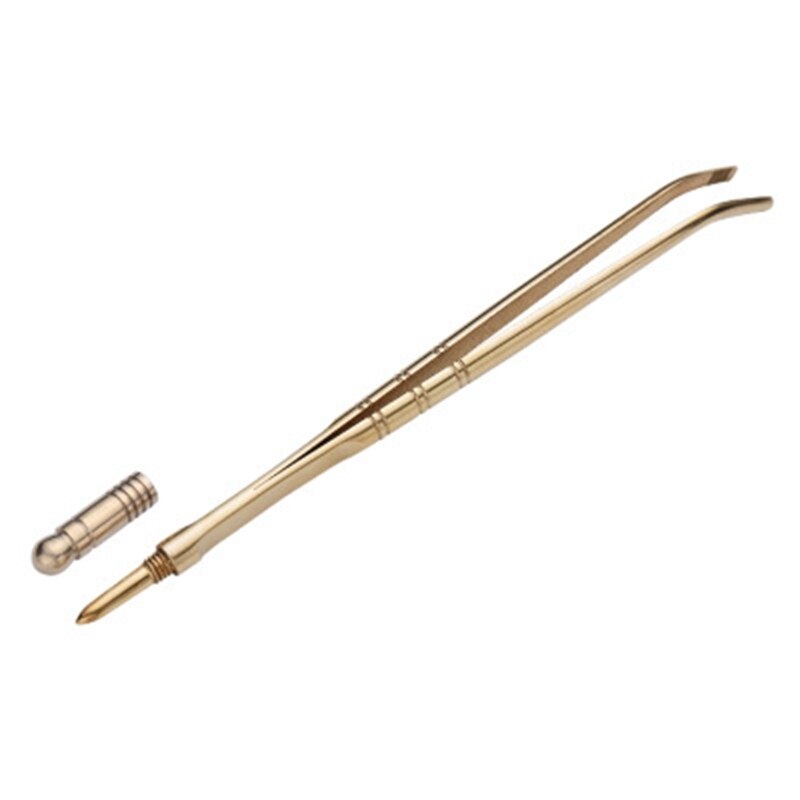 Handgemaakte 17.5cm gouden gelegeerde stalen theeklemmen multifunctionele gebogen pincet tang met geschikte geribbelde handgreep accessoires keuken