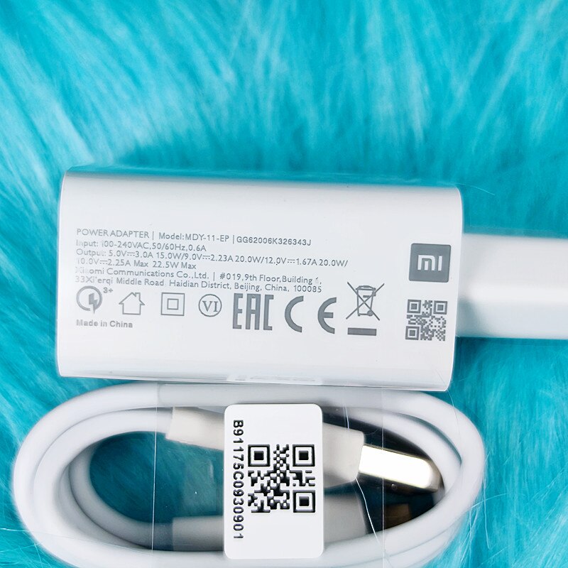 Xiaomi EU charger 22.5W Fast charge power adapter For Redmi 8 9 10 redmi note 7 8 9 9s xiaomi 6 8 9 9s poco M3