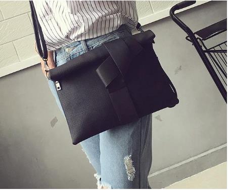 Highreal Vrouwen Dag Koppelingen Boog Lederen Crossbody Messenger Bags Dames Envelop Avond Tote Party Handtassen: Black 02
