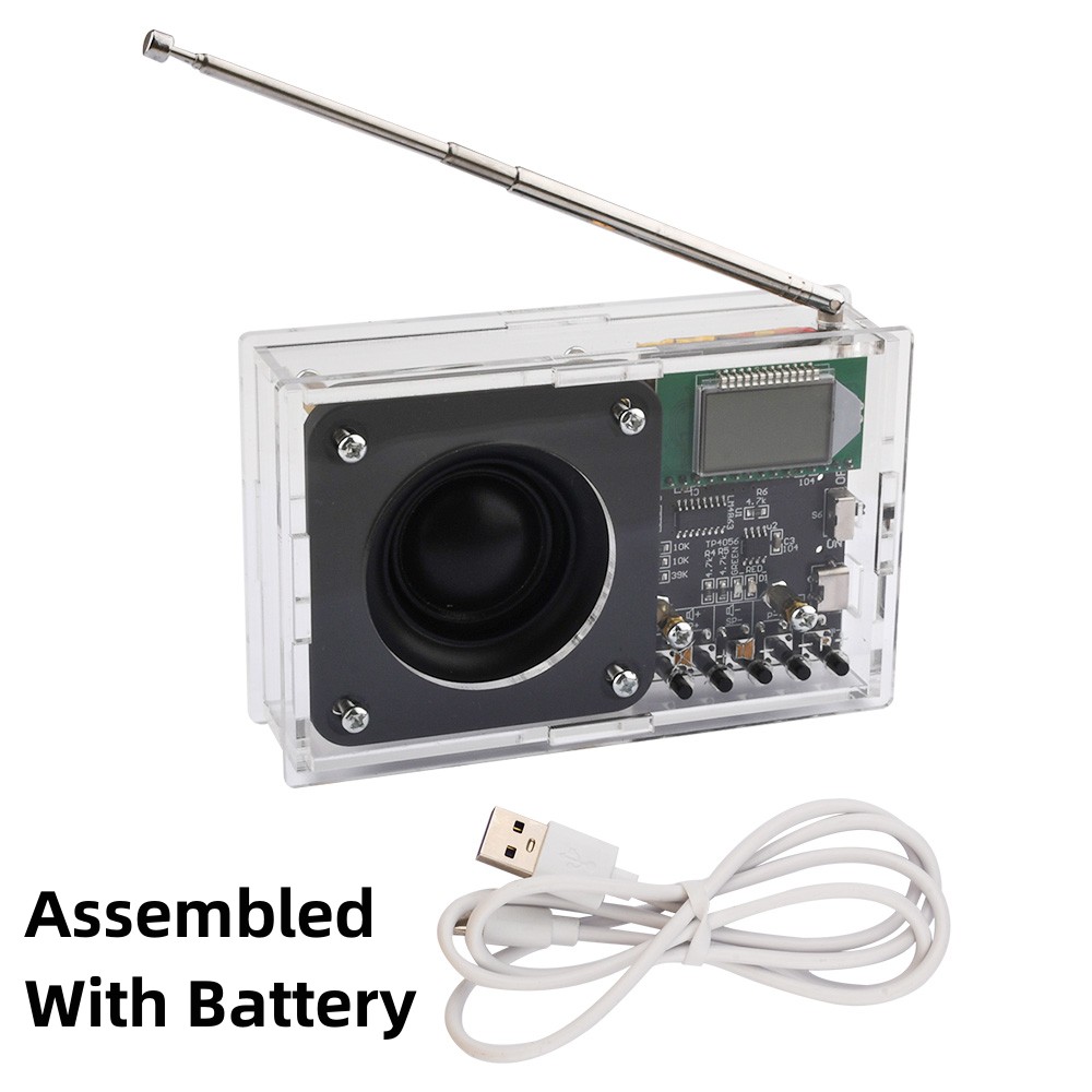 Radio FM DIY Kit Odbiornik radiowy FM 76MHz-108MHz Zestaw głośników radiowych DIY Modyfikacja częstotliwości Wyświetlacz LCD Praktyka lutowania: Niebieski