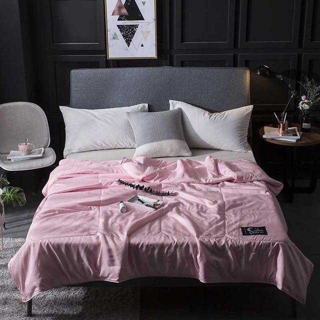50 Zijde Dekbed Spreien Gewatteerde Deken Zomer Winter Koning Koningin Full Twin Size Dekbed Beddengoed Set Pure Kleur Gouden Wit: 180x210cm 1.1kg / 3