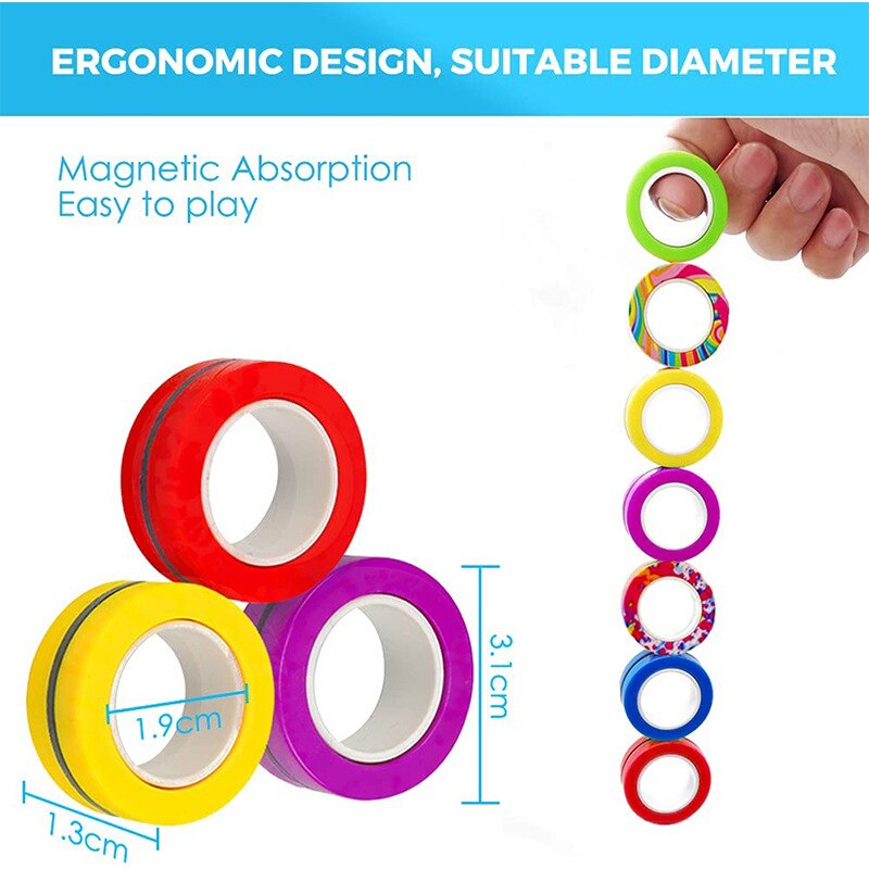 Hot 3 sztuk magnetyczne Spinne Fidget pierścień Spinner magnes zabawki typu Fidget Unzip antystresowy dla dzieci dorosłych magnetyczne pierścienie...