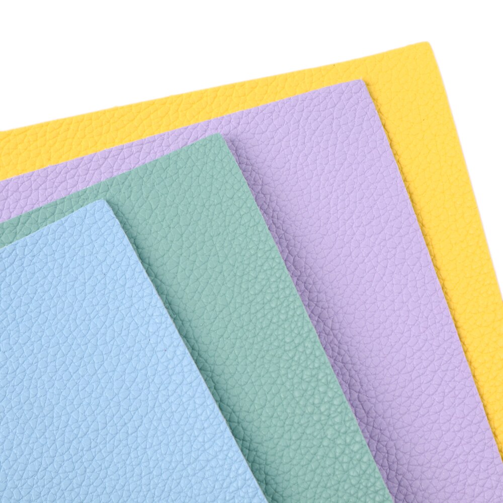 6 Stks/set Effen Kleur Litchi Grain Vinyl Stof Faux Lederen Sheet Set Voor Oorbellen Hairbow Handtas Maken, 1Yc9793