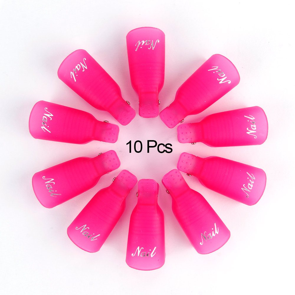 10Pcs Nail Art Remover Clip Gel Polish Soakers UV Nail Degreaser Polish Wrap Tool Reuseable Nails Soak Off Cap Clip Manicure: Red 10 Pcs