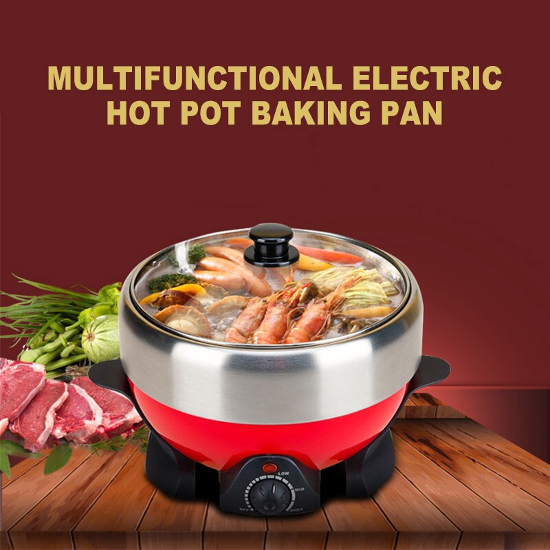 Multi-function Electric Pot 2L Small Household Electric Grill Pans Non-stick Barbecue Pan 800W 220V Food Cooker