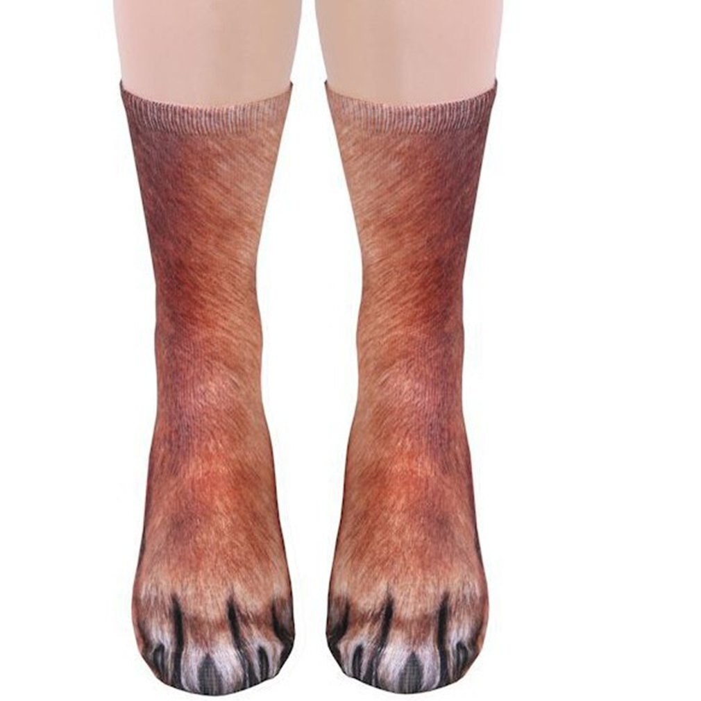 Unisex animal Claw Hoof pattern Sock 3D Printed Cotton Paw Adult Socks dog tiger cat Animal Foot Socks: dog / For Adults