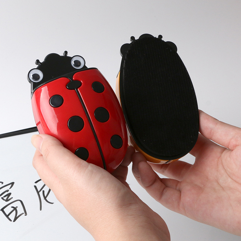 Ladybug Magnetic Pencil Case Board Eraser Storage Box Dual Purpose Eraser Whiteboard Pen Organizer Cartoon Refrigerator Magnet