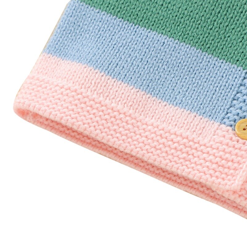 Bebê crianças camisola outono inverno da criança menina cardigan de malha bebê listrado arco-íris casaco crianças moda meninas sweater3