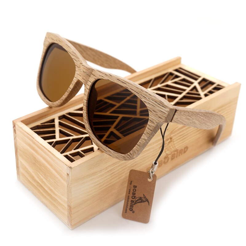 BOBO oiseau lunettes de soleil femmes hommes à la main Nature en bois lunettes de soleil polarisées avec boîte en bois AG007