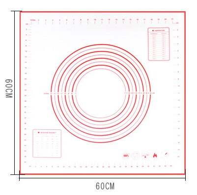 Silicone Baking Mat Kneading Mat Pizza Dough Maker Pastry Kitchen Gadgets Cooking Tools Utensils Bakeware Kneading Accessories: Red 60x60CM