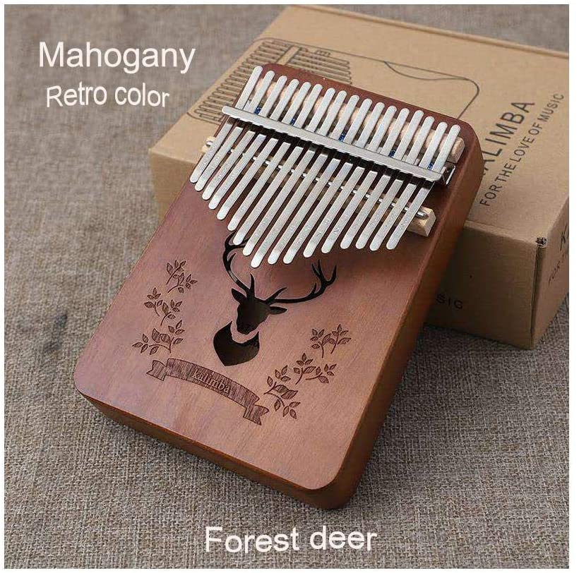 17 tangenter kalimba finger piano mahogni krop med tilbehør keyboard klaver til begyndere eller børn: Retro farve