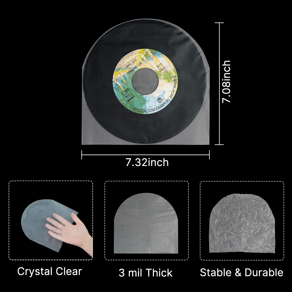 25/50PCS Clear Anti-static 3 Mil Plastic Vinyl Record Inner Sleeves For 7'' Record 45 RPM